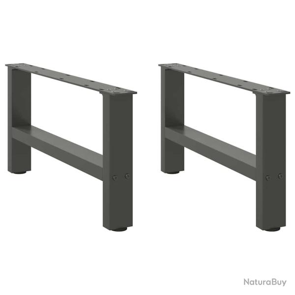 Lot de 2 pieds de table basse modernes avec niveleurs r�glables 60 x 30 cm en acier anthracite 02_0