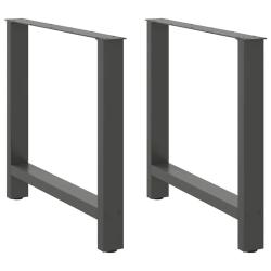 Lot de 2 pieds de table &agrave; manger carr&eacute;s 70 x 72 cm avec niveleurs r&eacute;glables style moderne en acier