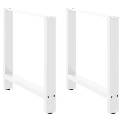 Lot de 2 pieds de table &agrave; manger carr&eacute;s 80 x 72 cm r&eacute;glables design moderne en acier blanc 02_00575