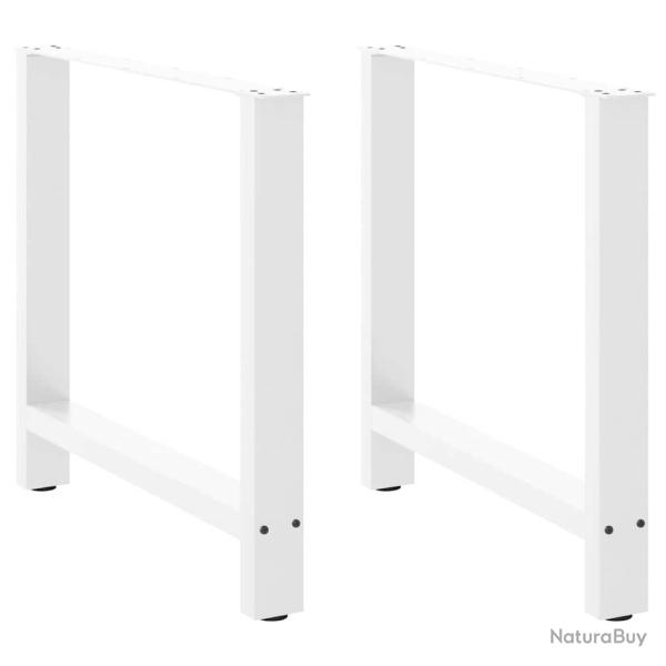 Lot de 2 pieds de table � manger carr�s 80 x 72 cm r�glables design moderne en acier blanc 02_00575