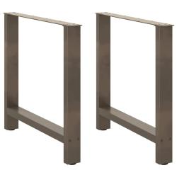 Lot de 2 pieds de table design moderne 80 x 72 cm fonction r&eacute;glable acier naturel 02_0057555