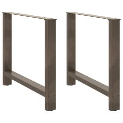 Lot de 2 pieds de table &agrave; manger en acier 100 x 72-73 cm design moderne robustes en acier naturel 0