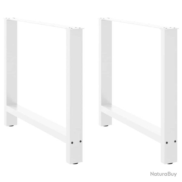 Lot de 2 pieds de table � manger ajustables noir 90 x 73 cm en acier thermolaqu� blanc 02_0057557