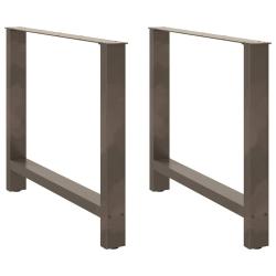 Lot de 2 pieds de table &agrave; manger en acier thermolaqu&eacute; 90 x 72-73 cm avec niveleurs r&eacute;glables design