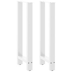 Lot de 2 pieds de table de bar design moderne 50 x 101 cm avec niveleurs r&eacute;glables en acier blanc 0