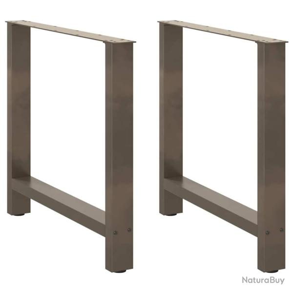 Lot de 2 pieds de table � manger carr�s robustes r�glables 70 x 72-73 cm en acier thermolaqu� natur
