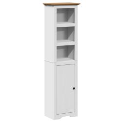 Armoire de salle de bain design rustique 44 x 30 x 160 cm grand espace de rangement en bois blanc 0