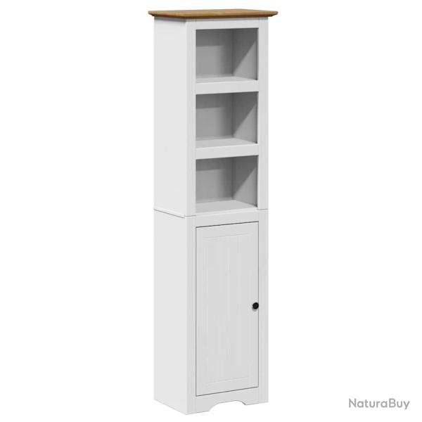 Armoire de salle de bain design rustique 44 x 30 x 160 cm grand espace de rangement en bois blanc 0