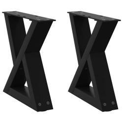 Lot de 2 pieds de table basse g&eacute;om&eacute;triques r&eacute;glables 30 x 31 cm en acier thermolaqu&eacute; noir 02_0056962