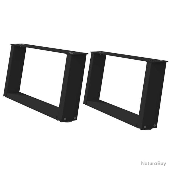 Lot de 2 pieds de table basse en U acier noir 70 x 30-31 cm avec niveleurs r�glables design moderne