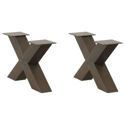 Lot de 2 pieds de table basse en forme de X 60 x 30 cm robustes avec niveleurs r&eacute;glables moderne en