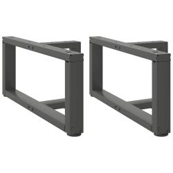 Lot de 2 pieds de table basse en T r&eacute;glables esth&eacute;tiques modernes 70 x 25 x 30 cm en acier anthraci
