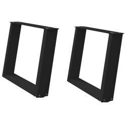 Lot de 2 pieds de table basse en U 70 x 43 cm avec niveleurs r&eacute;glables design moderne en acier noir