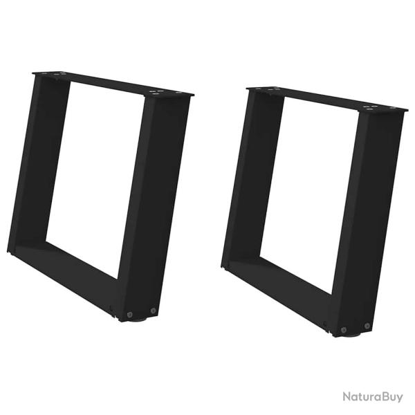 Lot de 2 pieds de table basse en U 70 x 43 cm avec niveleurs r�glables design moderne en acier noir