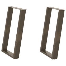 Lot de 2 pieds de table &agrave; manger en forme de U 60 x 73 cm stabilit&eacute; robuste design moderne en acier
