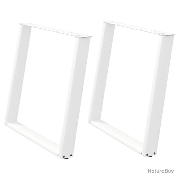 Lot de 2 pieds de table � manger en U r�glables 90 x 73 cm stable design moderne en acier blanc 02_