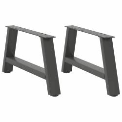 Lot de 2 pieds de table basse en forme de A avec niveleurs r&eacute;glables 60 x 31 cm en acier anthracite
