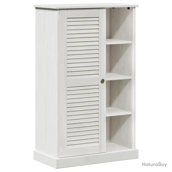 Armoire de salle de bain moderne avec 7 �tag�res 68 x 34 x 110 cm en bois massif blanc 02_0057914