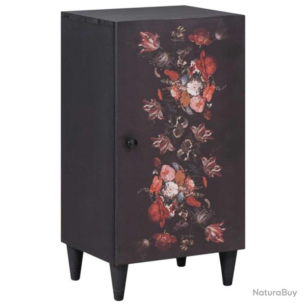 Armoire de rangement moderne avec porte motif floral 40 x 33,5 x 75 cm en bois de mangue multicolor