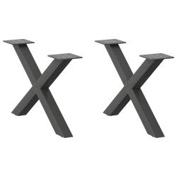 Lot de 2 pieds de table basse en forme de X 50 x 30 cm avec niveleurs r&eacute;glables style moderne en ac
