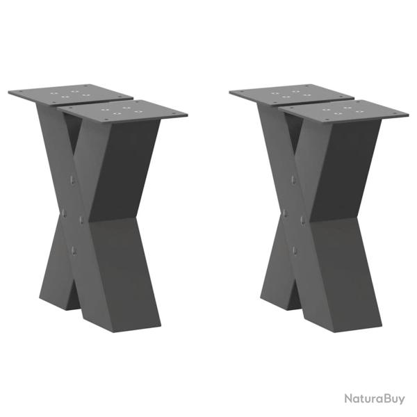 Lot de 2 pieds de table basse en X 40 x 30 cm robuste avec niveleurs r�glables design moderne en ac