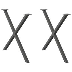 Lot de 2 pieds de table &agrave; manger en forme de X 90 x 73 cm robustes design moderne en acier anthraci