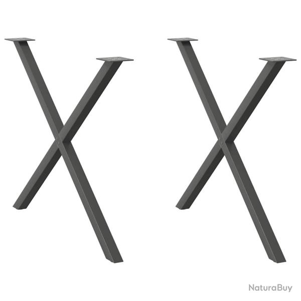 Lot de 2 pieds de table � manger en forme de X 90 x 73 cm robustes design moderne en acier anthraci