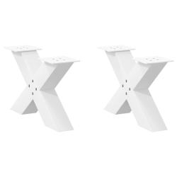 Lot de 2 pieds de table basse en forme de X 60 x 30 cm design moderne avec niveleurs r&eacute;glables en a