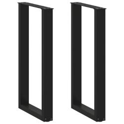 Lot de 2 pieds de table de bar en U r&eacute;glables 50 x 90-91 cm design moderne en acier noir 02_0057460