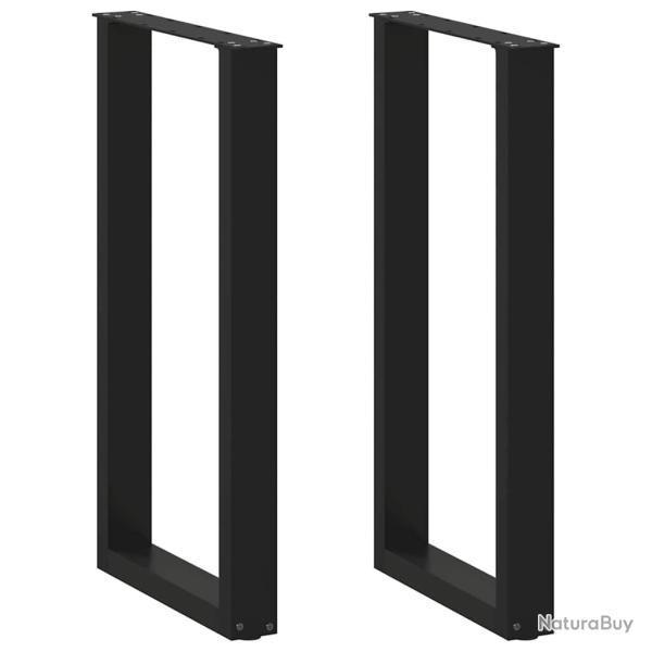 Lot de 2 pieds de table de bar en U r�glables 50 x 90-91 cm design moderne en acier noir 02_0057460