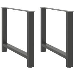Lot de 2 pieds de table &agrave; manger g&eacute;om&eacute;triques modernes ajustables 90 x 72-73 cm en acier anthracite
