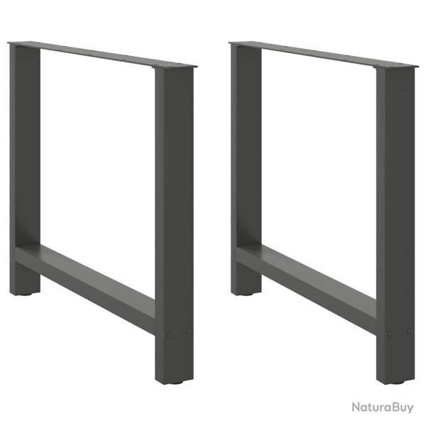 Lot de 2 pieds de table � manger g�om�triques modernes ajustables 90 x 72-73 cm en acier anthracite