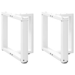 Lot de 2 pieds de table basse en T r&eacute;glables 50 x 25 x 42 cm design moderne en acier blanc 02_00572