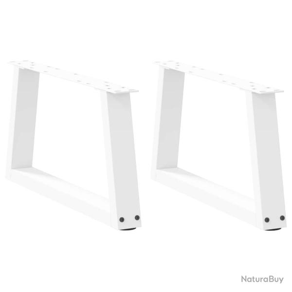 Lot de 2 pieds de table basse en V r�glables 60 x 30 cm design moderne acier blanc 02_0056829
