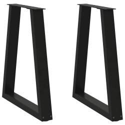 Lot de 2 pieds de table &agrave; manger en V 50 x 73 cm avec r&eacute;glage hauteur design moderne en acier noir