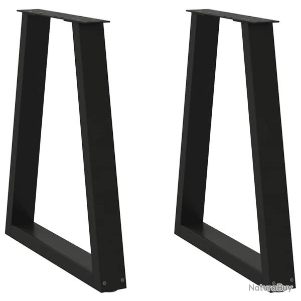 Lot de 2 pieds de table � manger en V 50 x 73 cm avec r�glage hauteur design moderne en acier noir