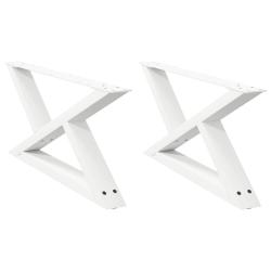 Lot de 2 pieds de table basse design moderne ajustable 70 x 30 cm en acier blanc 02_0056979