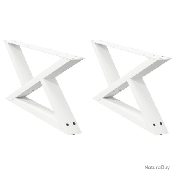 Lot de 2 pieds de table basse design moderne ajustable 70 x 30 cm en acier blanc 02_0056979