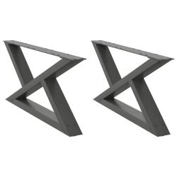 Lot de 2 pieds de table basse r&eacute;glables modernes 70 x 31 cm en acier thermolaqu&eacute; anthracite 02_0056