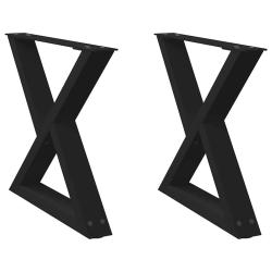 Lot de 2 pieds de table basse ajustables 60 x 42-43,3 cm design moderne en acier noir 02_0056994