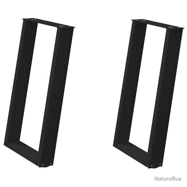 Lot de 2 pieds de table � manger en U noir 60 x 72 cm design moderne avec niveleurs ergonomiques en