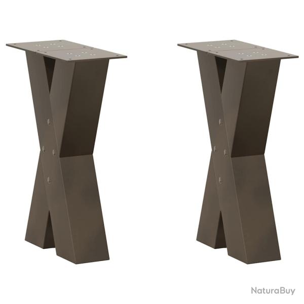 Lot de 2 pieds de table basse en X r�glables 38 x 42 cm design moderne acier naturel 02_0057227