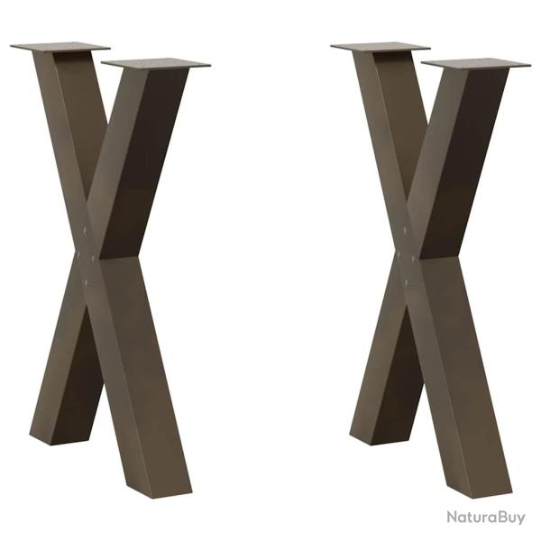 Lot de 2 pieds de table � manger en forme de X 50 x 73 cm robustes avec niveleurs design moderne en