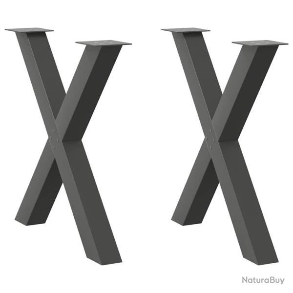 Lot de 2 pieds de table � manger en forme de X r�glables 80 x 73 cm style moderne en acier anthraci