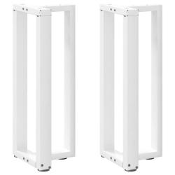 Lot de 2 pieds de table en T console r&eacute;glables 25 x 28 x 73 cm en acier thermolaqu&eacute; blanc 02_0057310