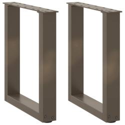 Lot de 2 pieds de table basse en U 28 x 43 cm avec niveleurs r&eacute;glables style moderne en acier natur