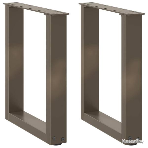 Lot de 2 pieds de table basse en U 28 x 43 cm avec niveleurs r�glables style moderne en acier natur