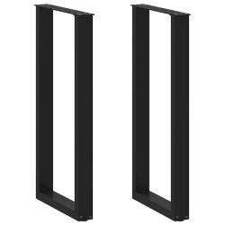Lot de 2 pieds de table de bar en U dimensions 50 x 100 cm avec niveleurs r&eacute;glables design moderne
