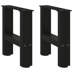 Lot de 2 pieds de table basse carr&eacute; design moderne 30 x 30 cm avec niveleurs r&eacute;glables en acier noi
