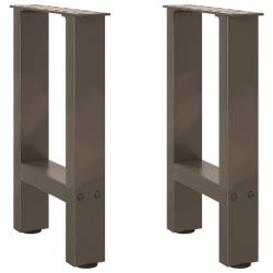 Lot de 2 pieds de table basse en acier naturel 38 x 42-43 cm avec niveleurs r&eacute;glables style moderne